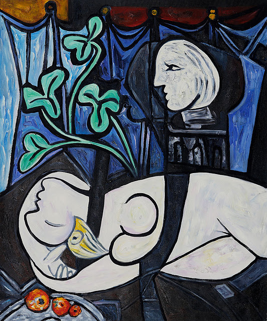 Nude, Green Leaves and Bust By Pablo Picasso