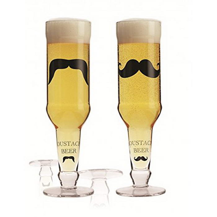 Beer Bottle Shape Mustache Beer Glasses