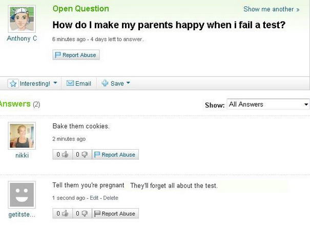 Failing Test - hilarious answers