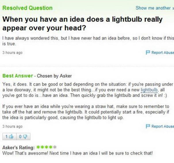 Idea Lightbulb - hilarious answers
