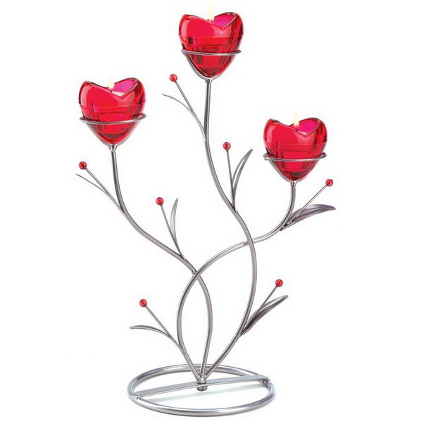 Red Heart Bouquet Candle Holder