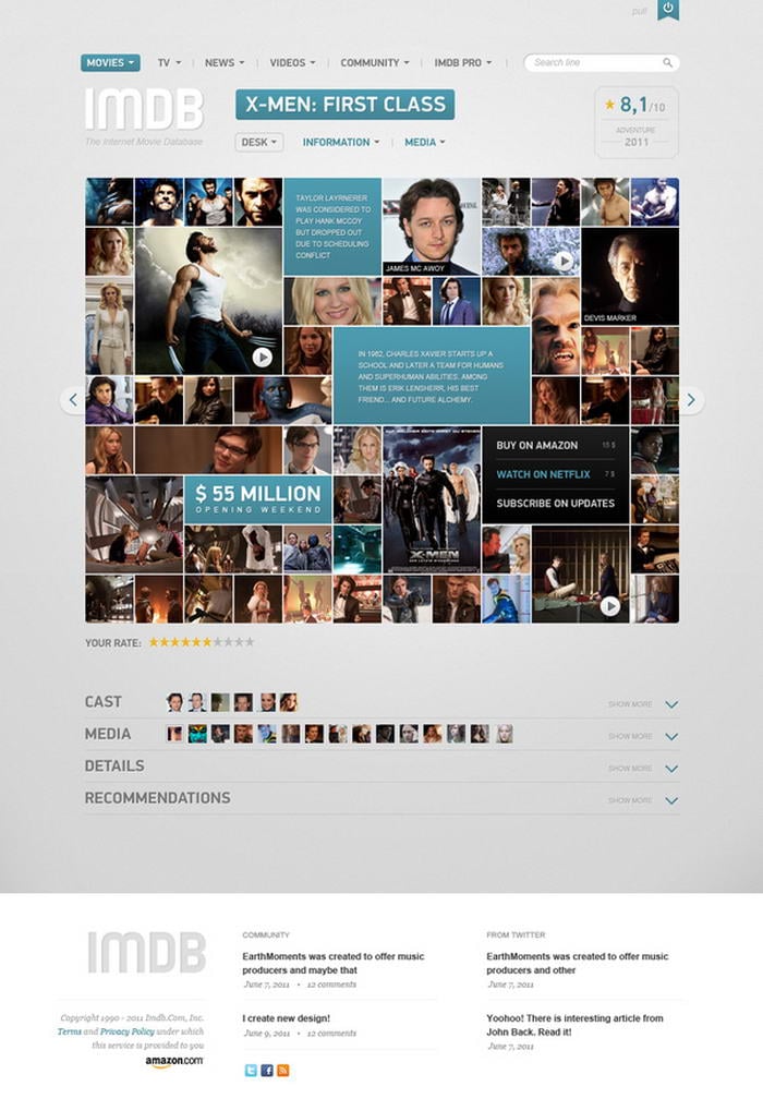 IMDB by Vladimir Kudinov - Redesign Examples