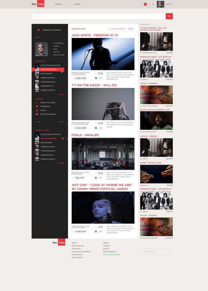 Youtube by Alexandr Brinza - Redesign Examples