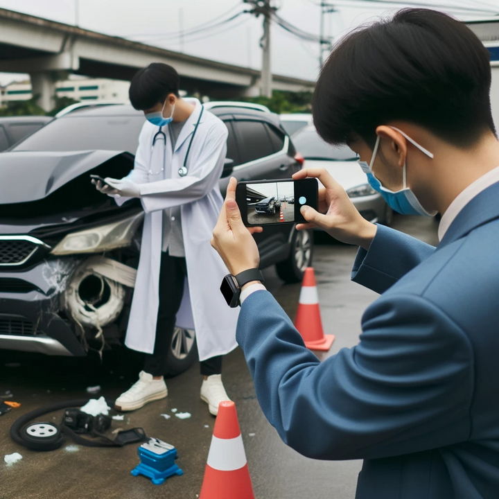 Taking photo of accident