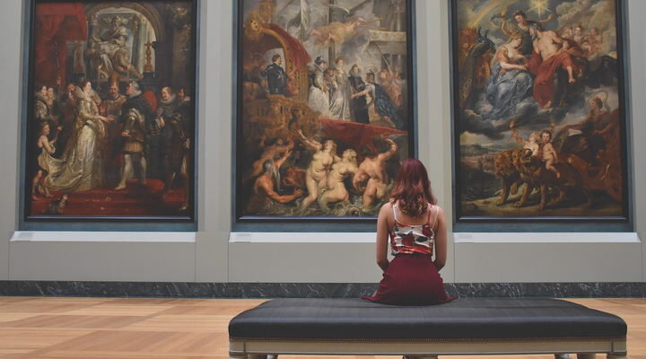 Woman in Art Gallery